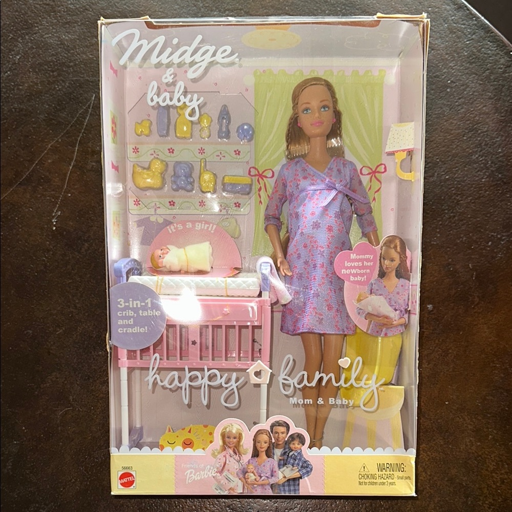 Rare 2002 Barbie Happy Family Pregnant Midge Mom & Baby Doll Set NIB